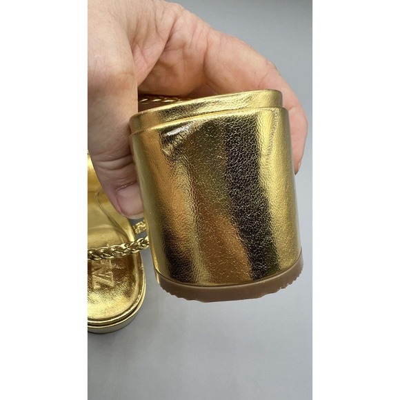 Zara Gold Braided Strap Sandals - Picture 8 of 8